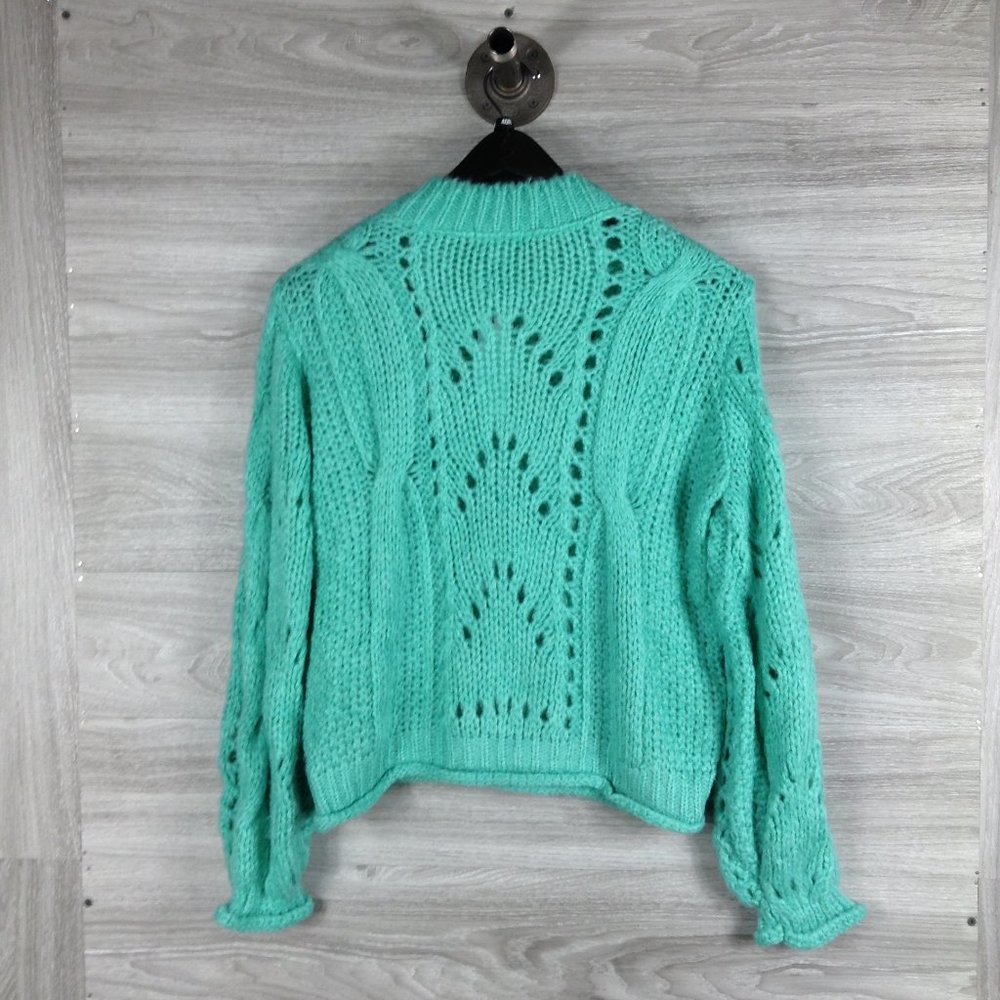 TOPSHOP Turquoise Shell Knit Crewneck Sweater - Picture 5 of 9